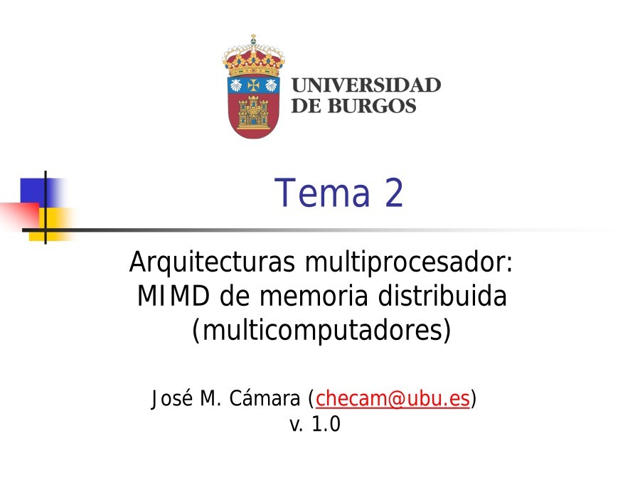 Imágen de pdf Tema 2 - Arquitecturas multiprocesador: MIMD de memoria distribuida (multicomputadores)