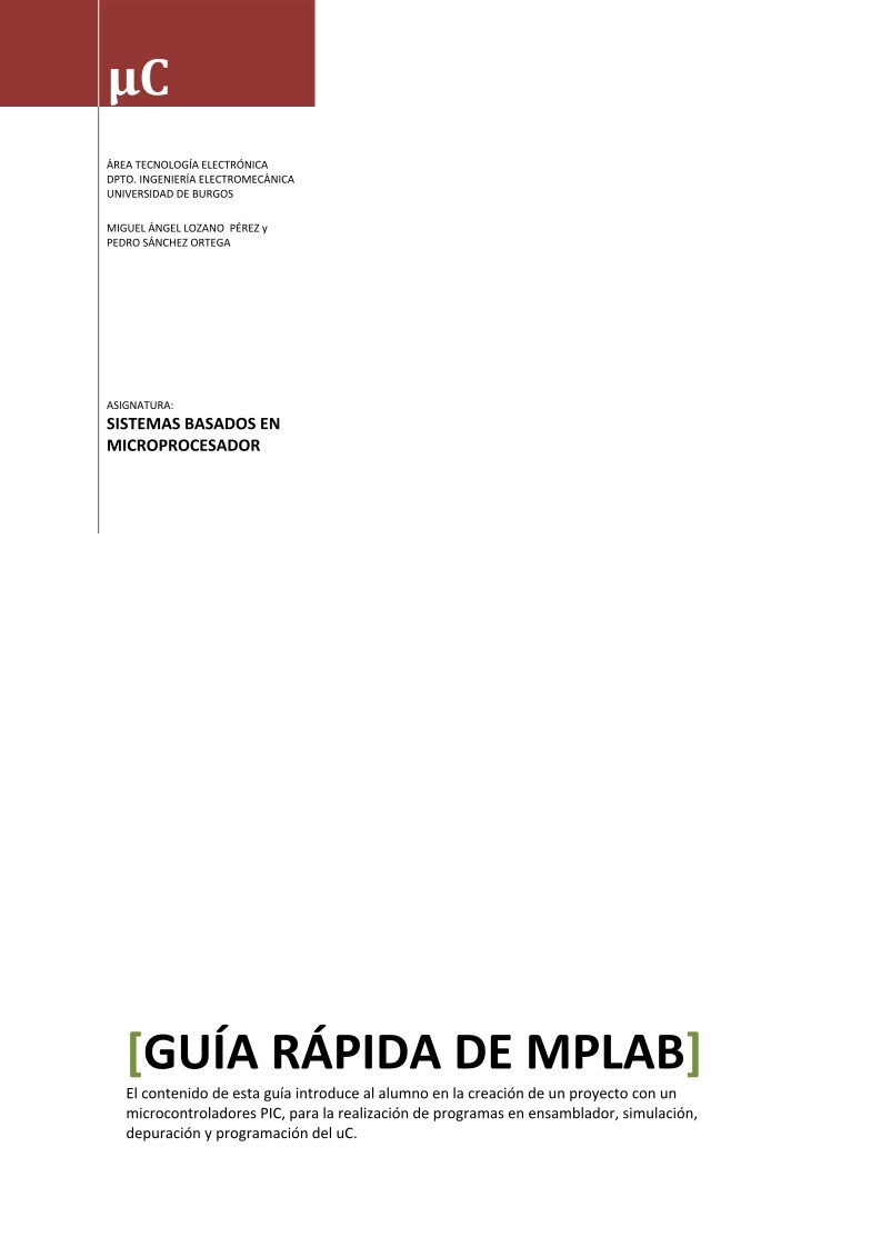 Imágen de pdf Guía ràpida de MPLAB