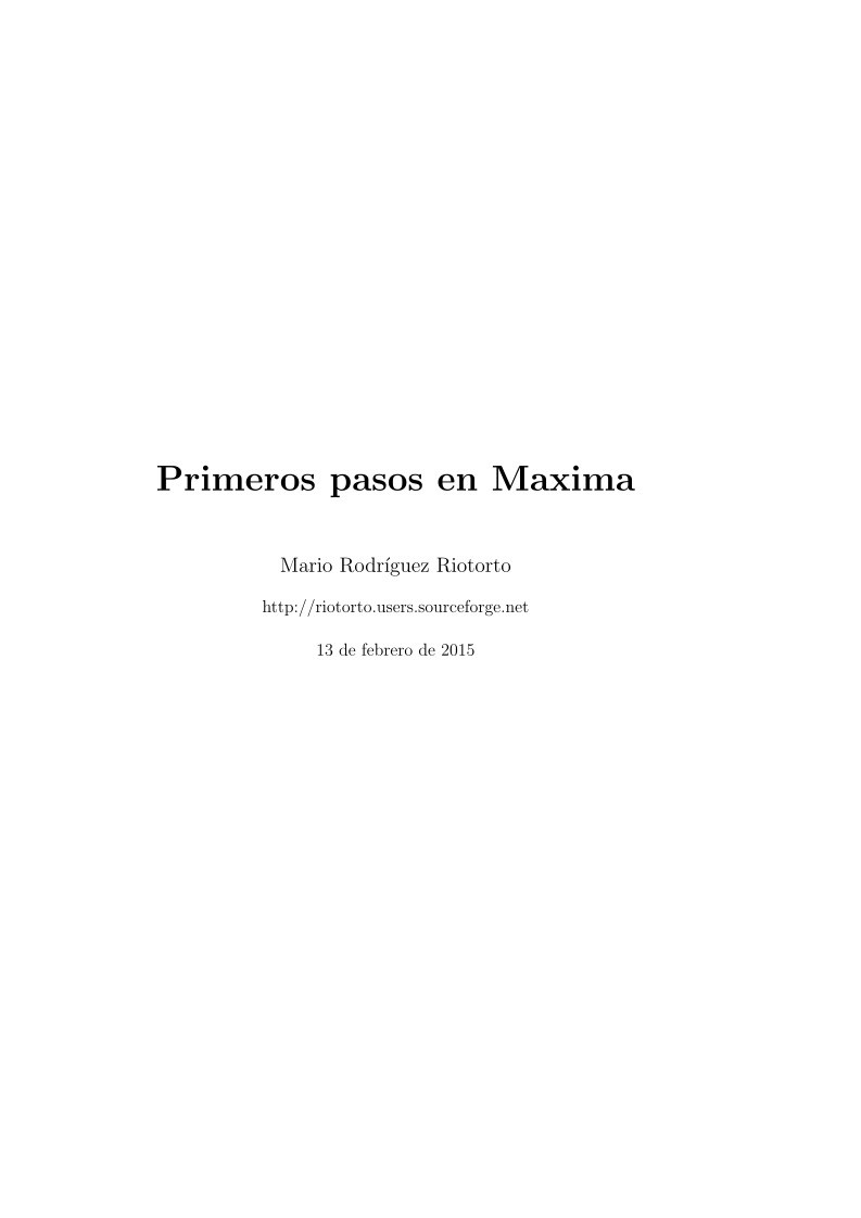 Imágen de pdf Primeros pasos en Maxima