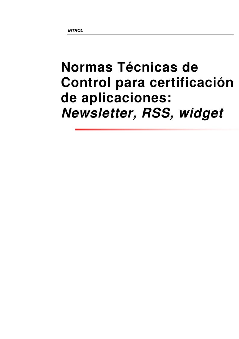 Imágen de pdf Normas Técnicas de Control para certificación de aplicaciones: Newsletter, RSS, widget