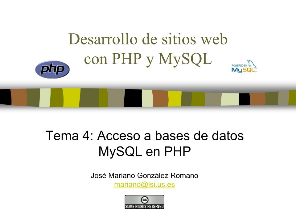 Imágen de pdf Desarrollo de sitios web con PHP y MySQL - Tema 4: Acceso a bases de datos MySQL en PHP