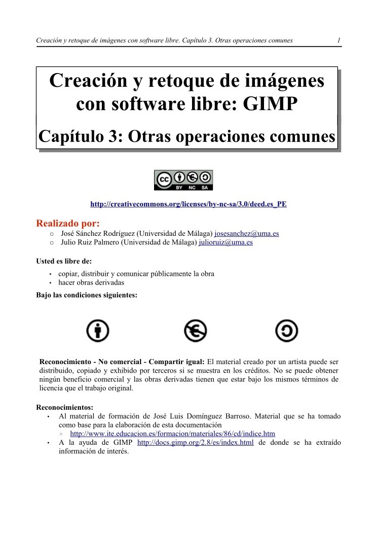 Imágen de pdf Creación y retoque de imágenes con software libre: GIMP - Capítulo 3. Otras operaciones comunes
