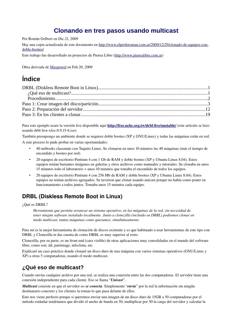 Imágen de pdf Clonando en tres pasos usando multicast