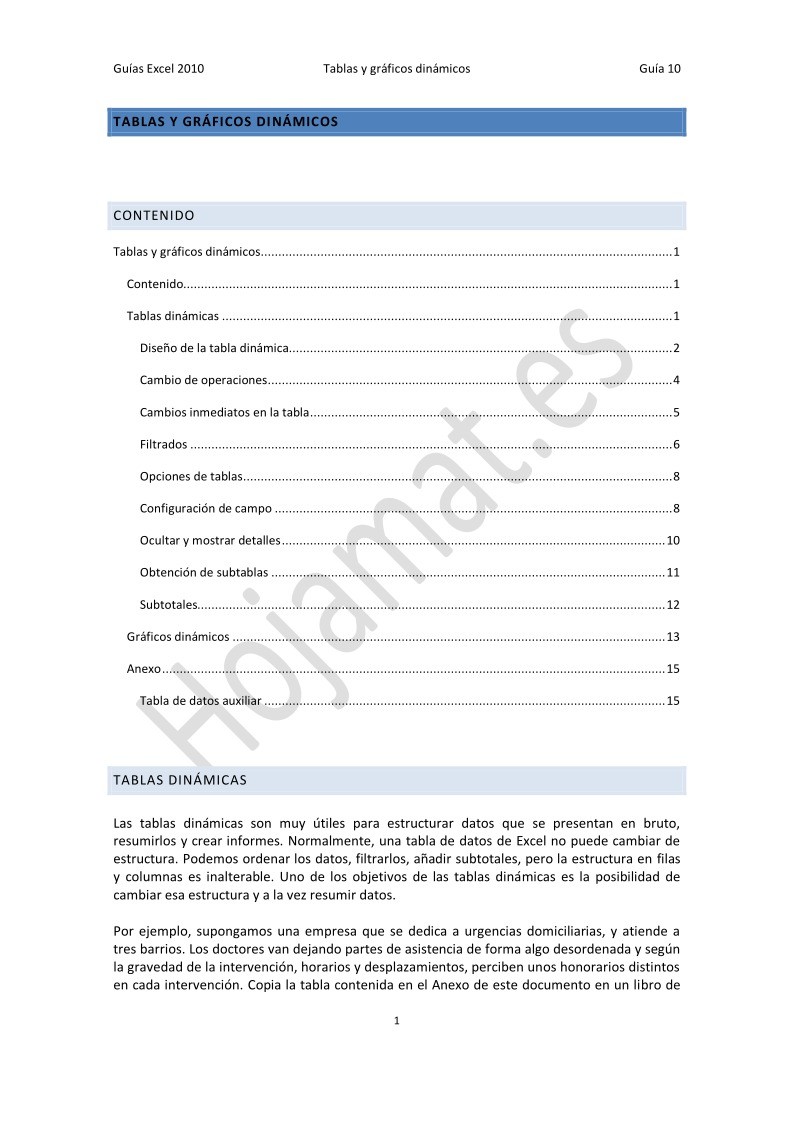 Imágen de pdf Guías Excel 2010 - Tablas y gráficos dinámicos