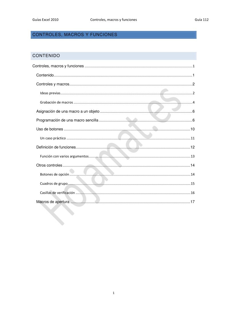 Imágen de pdf Guías Excel 2010 - Controles, macros y funciones