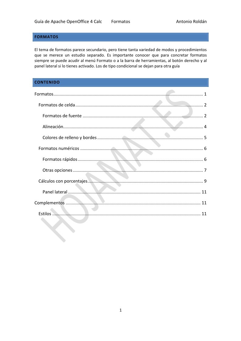 Imágen de pdf Guía de Apache OpenOffice 4 Calc - Formatos