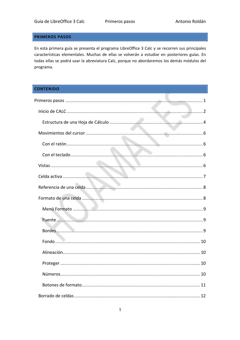Imágen de pdf Guía de LibreOffice 3 Calc - Primeros pasos