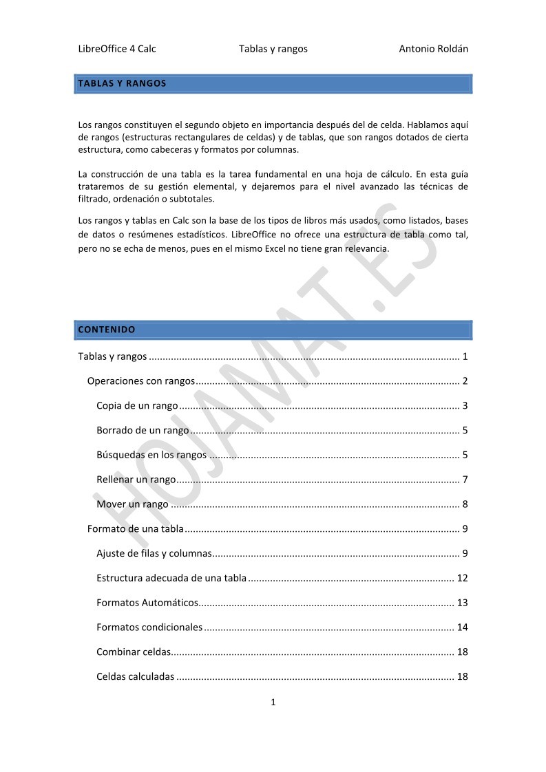 Imágen de pdf Guía de LibreOffice 4 Calc - Tablas y rangos