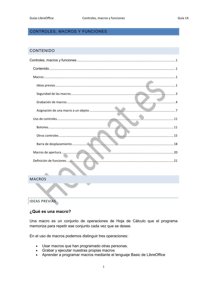 Imágen de pdf Guías LibreOffice - Controles, macros y funciones