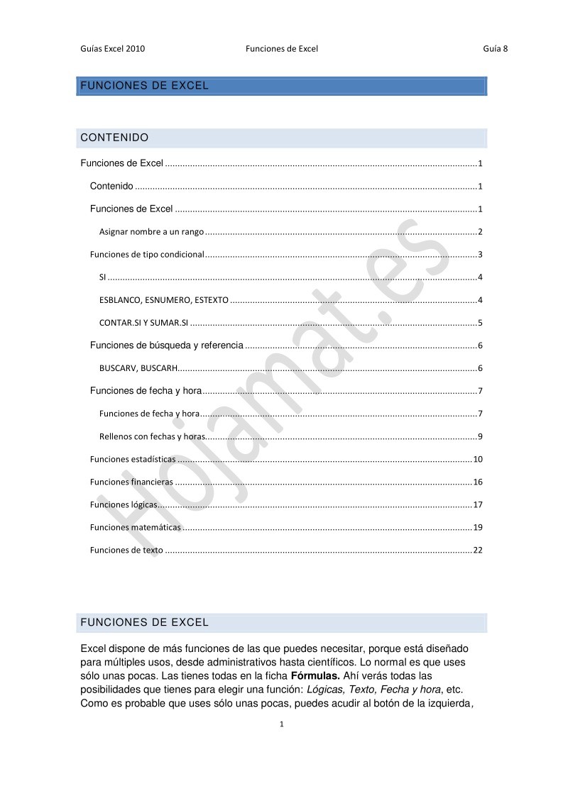 Imágen de pdf Guías Excel 2010 - Funciones de Excel