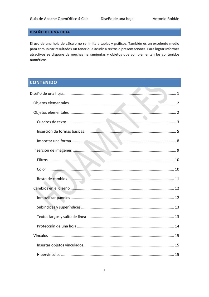 Imágen de pdf Guía de Apache OpenOffice 4 Calc - Diseño de una hoja