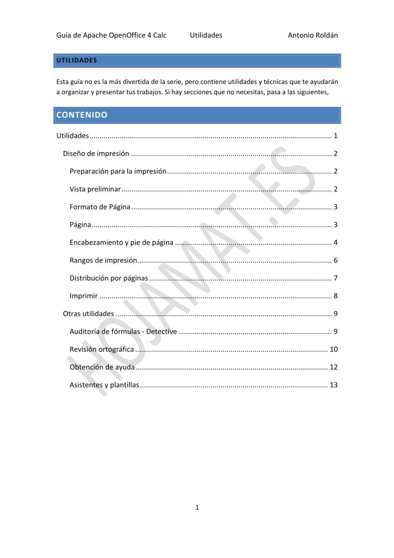Imágen de pdf Guía de Apache OpenOffice 4 Calc - Utilidades