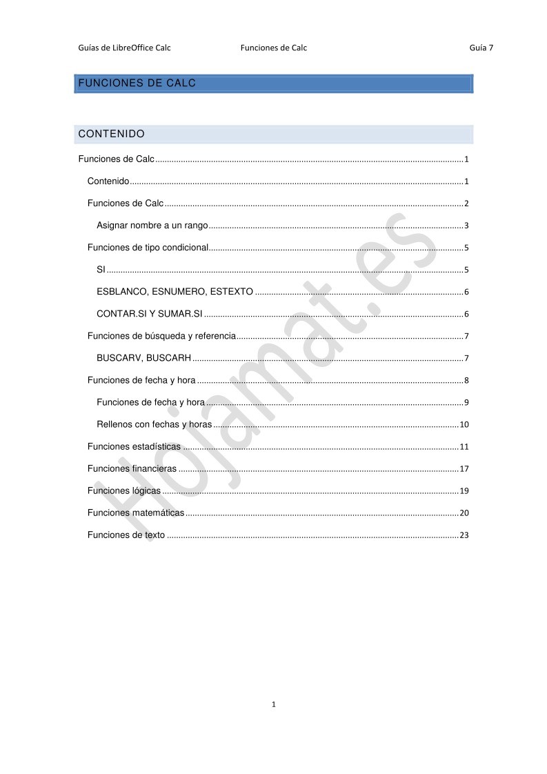 Imágen de pdf Guía de LibreOffice Calc - Funciones de Calc