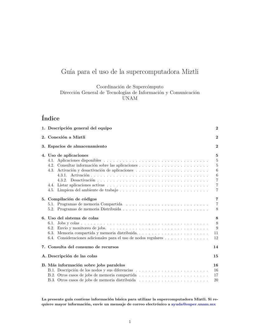 Imágen de pdf Guía para el uso de la supercomputadora Miztli
