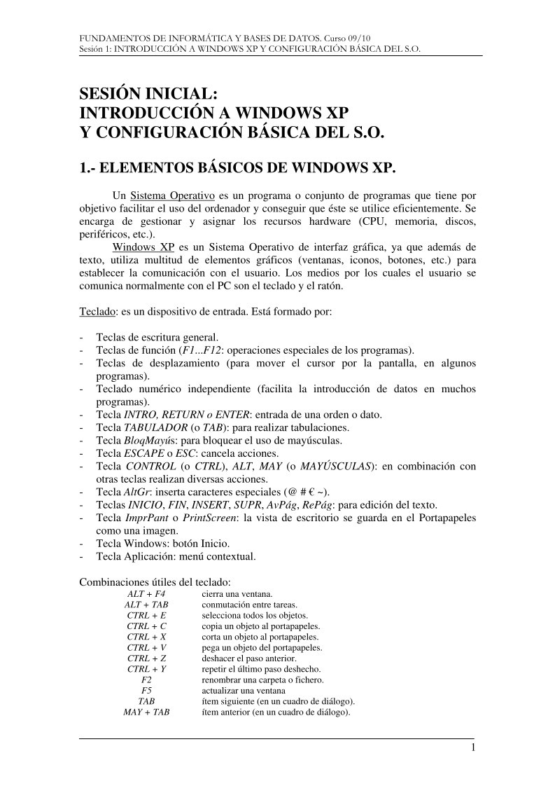 Imágen de pdf Sesión 1: INTRODUCCIÓN A WINDOWS XP Y CONFIGURACIÓN BÁSICA DEL S.O.