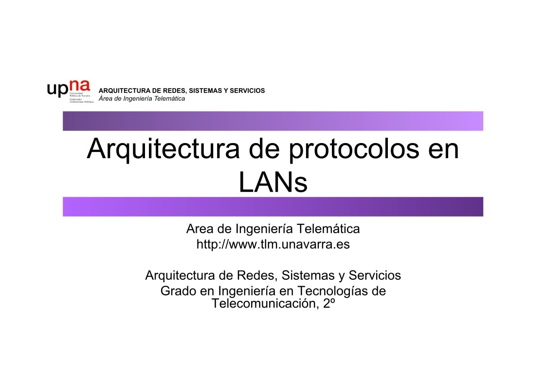 Imágen de pdf Arquitectura de protocolos en LANs