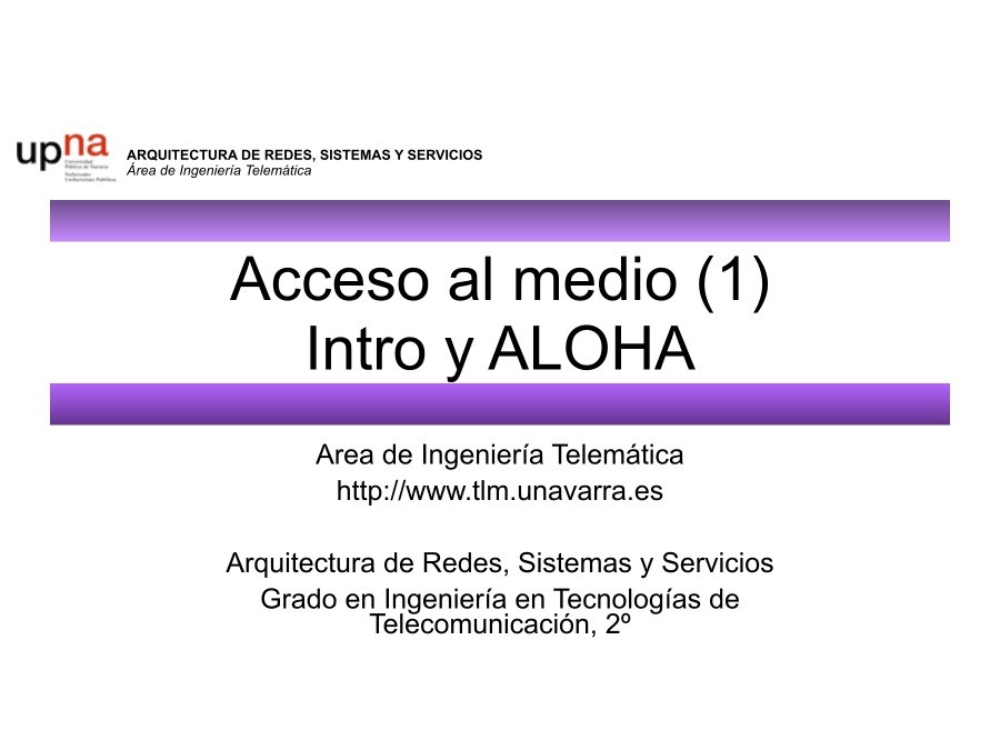 Imágen de pdf Acceso al medio (1) Intro y ALOHA