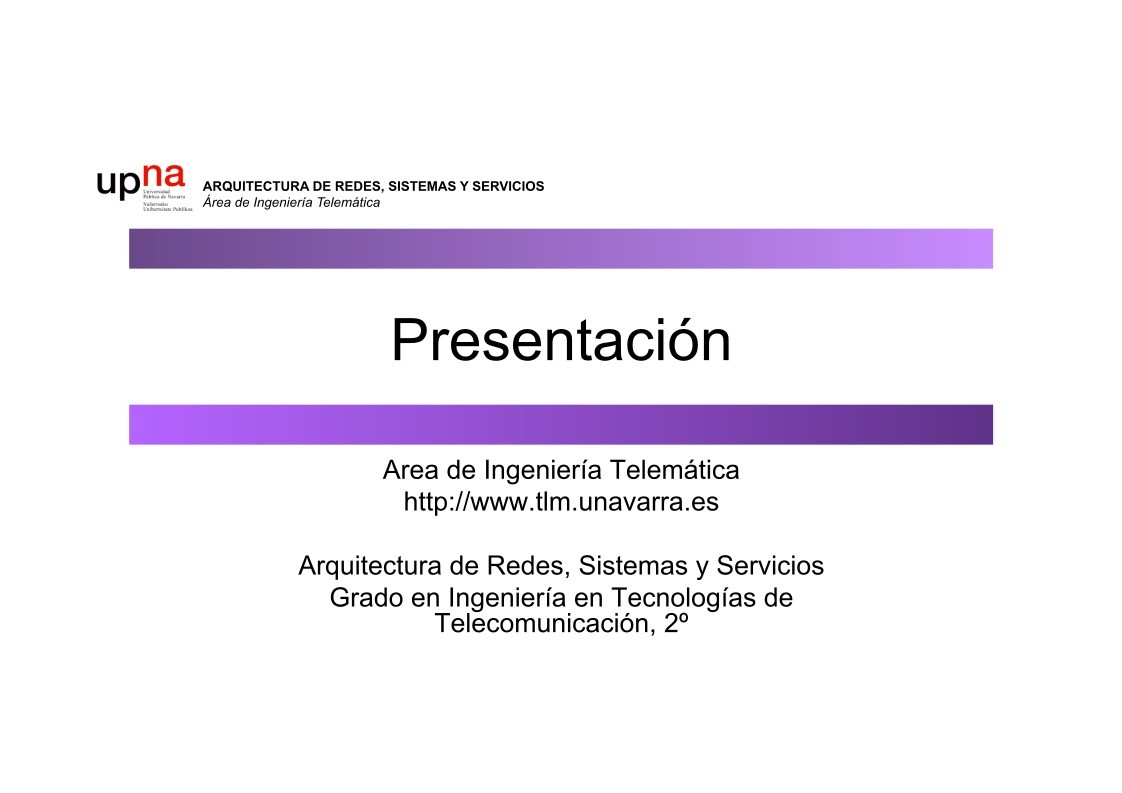 Imágen de pdf Presentación - Arquitectura de Redes, Sistemas y Servicios