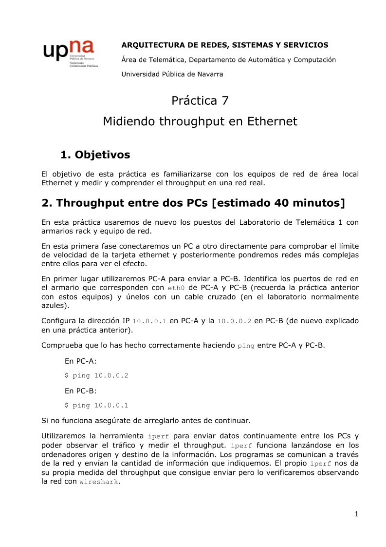Imágen de pdf Práctica 7 - Midiendo throughput en Ethernet