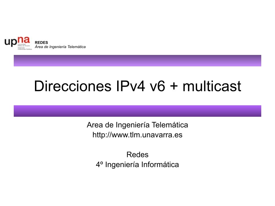 Imágen de pdf Direcciones IPv4 v6 + multicast
