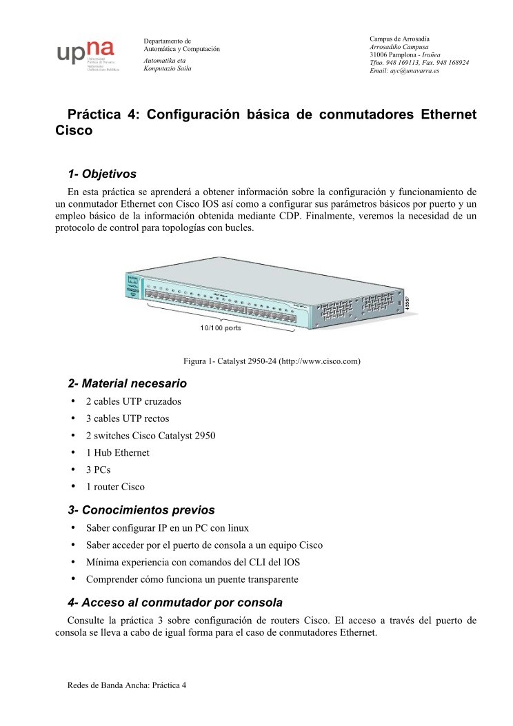 Imágen de pdf Práctica 4: Configuración básica de conmutadores Ethernet Cisco
