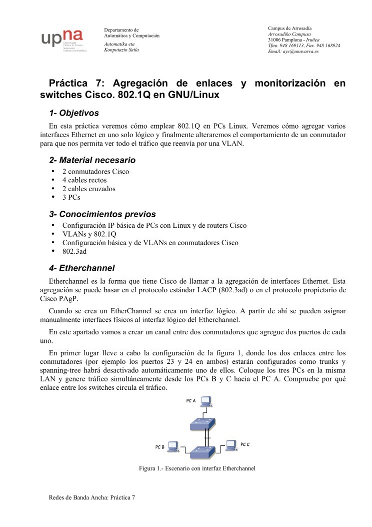 Imágen de pdf Práctica 7: Agregación de enlaces y monitorización en switches Cisco. 802.1Q en GNU/Linux