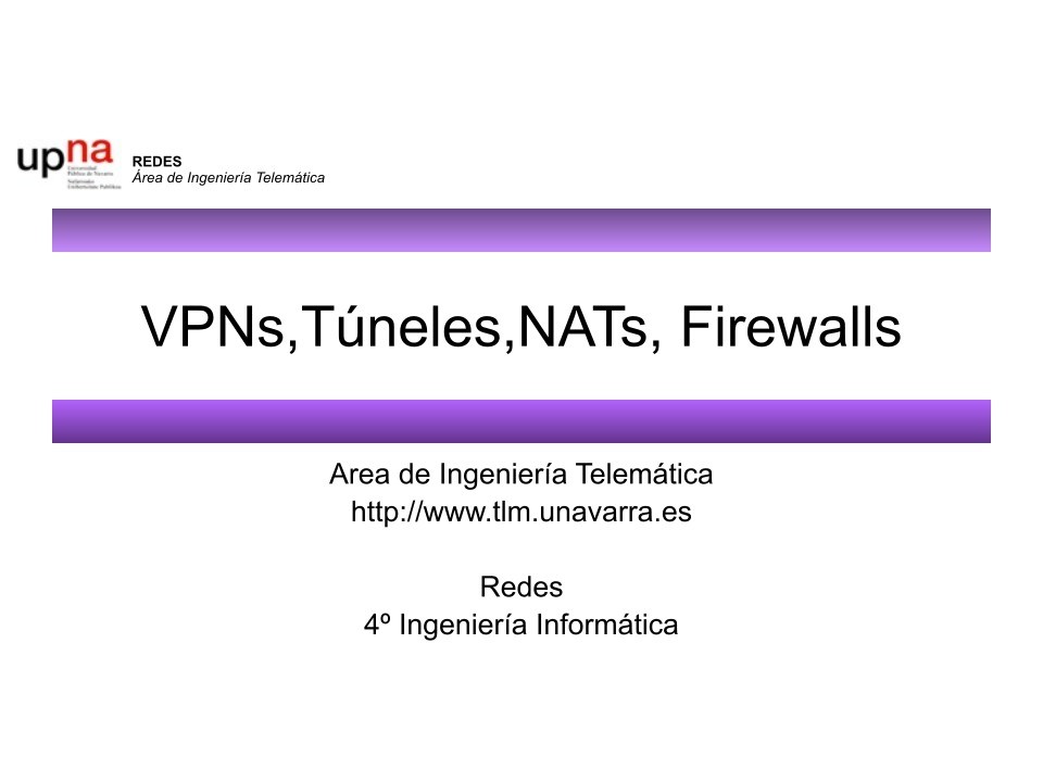 Imágen de pdf VPNs,Túneles,NATs, Firewalls