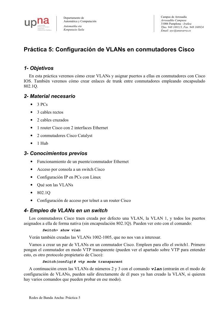 Imágen de pdf Práctica 5: Configuración de VLANs en conmutadores Cisco