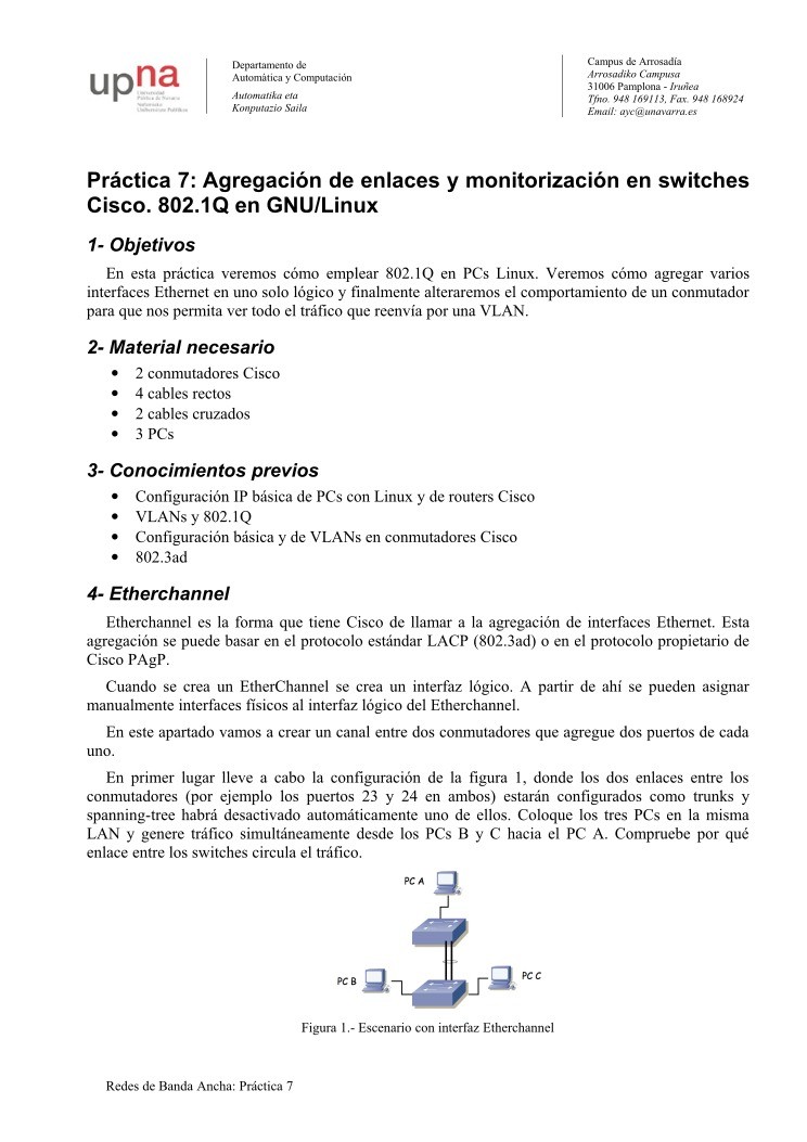 Imágen de pdf Práctica 7: Agregación de enlaces y monitorización en switches Cisco. 802.1Q en GNU/Linux