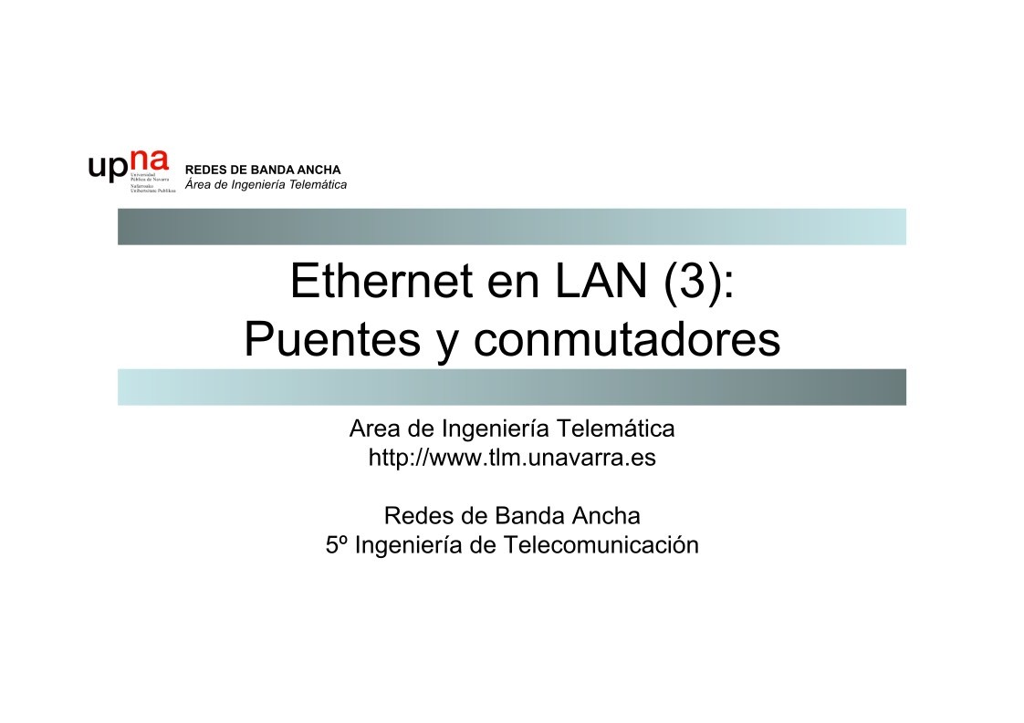 Imágen de pdf Ethernet en LAN (3): Puentes y conmutadores