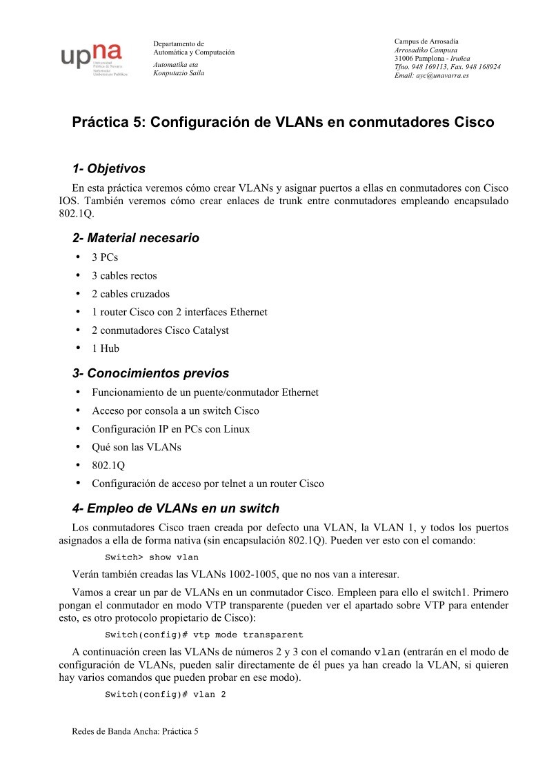 Imágen de pdf Práctica 5: Configuración de VLANs en conmutadores Cisco