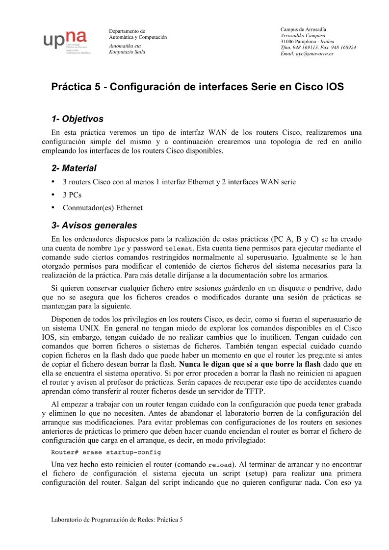Imágen de pdf Práctica 5 - Configuración de interfaces Serie en Cisco IOS