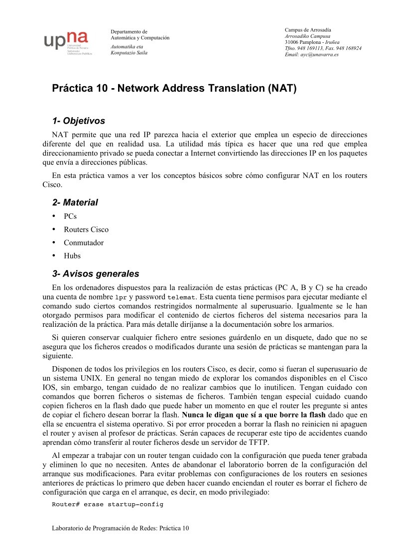 Imágen de pdf Práctica 10 - Network Address Translation (NAT)