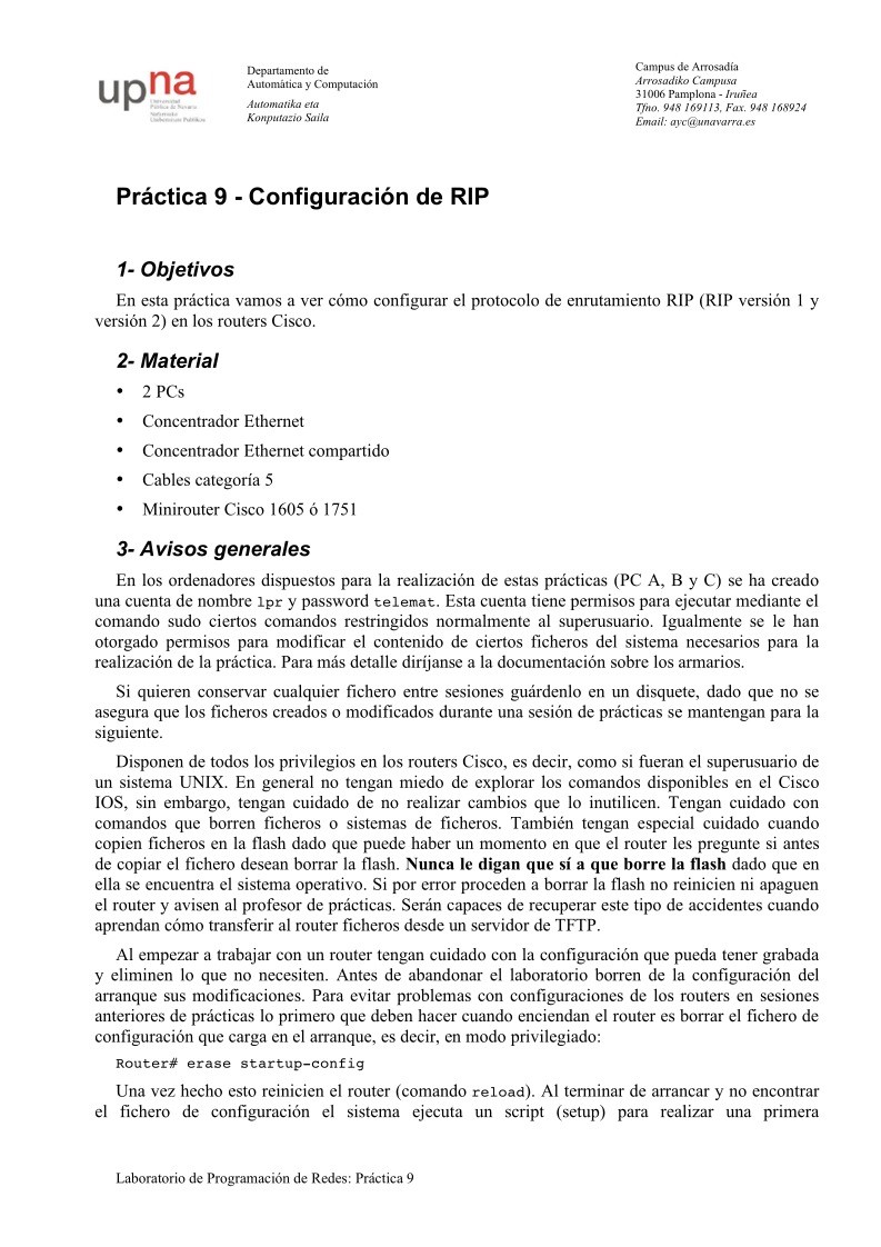 Imágen de pdf Práctica 9 - Configuración de RIP