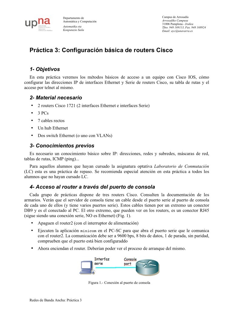 Imágen de pdf Práctica 3: Configuración básica de routers Cisco