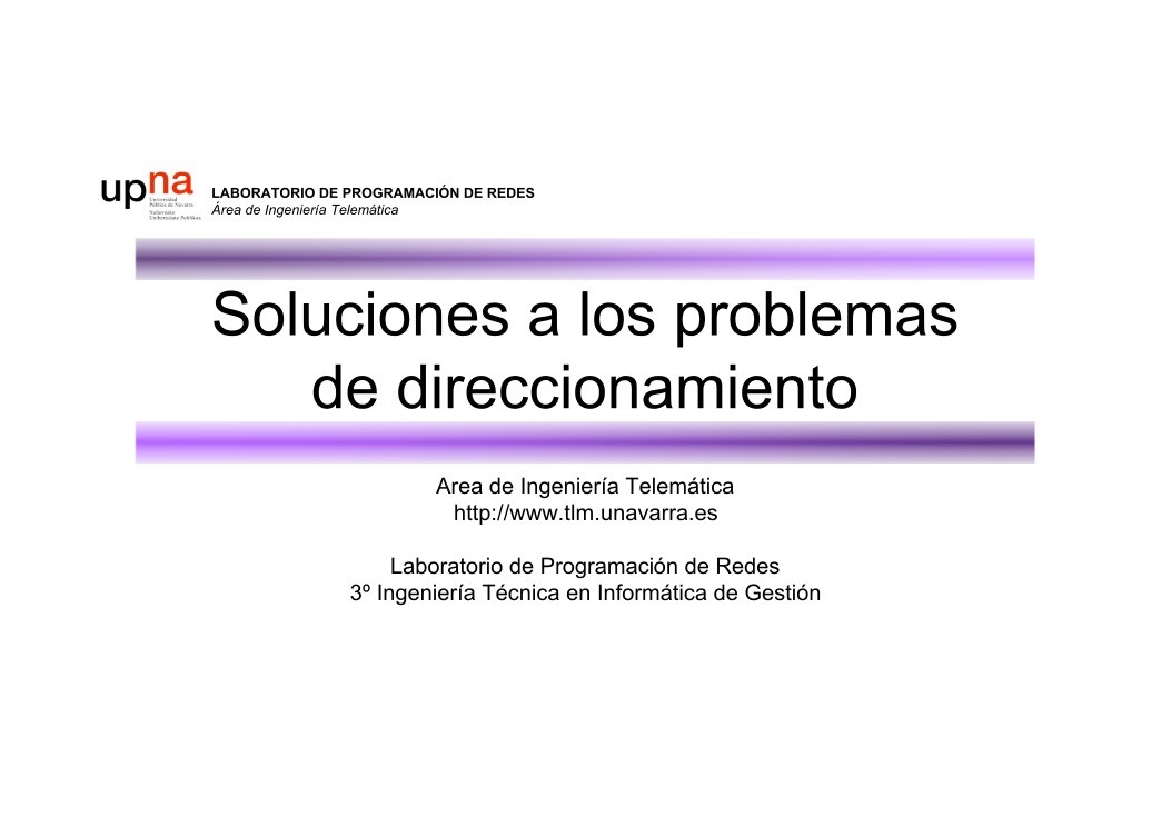 Imágen de pdf Soluciones a los problemas de direccionamiento