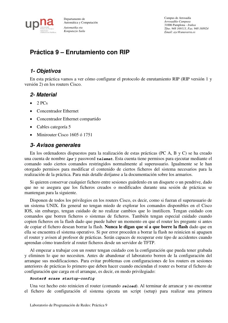 Imágen de pdf Práctica 9 – Enrutamiento con RIP