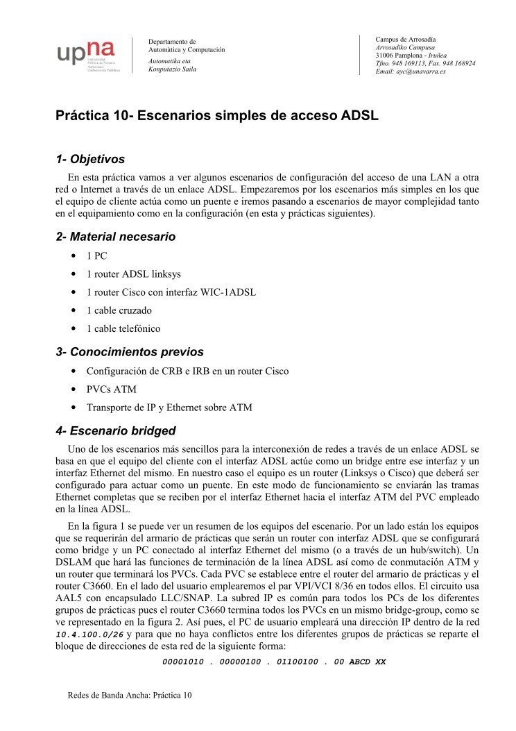 Imágen de pdf Práctica 10- Escenarios simples de acceso ADSL