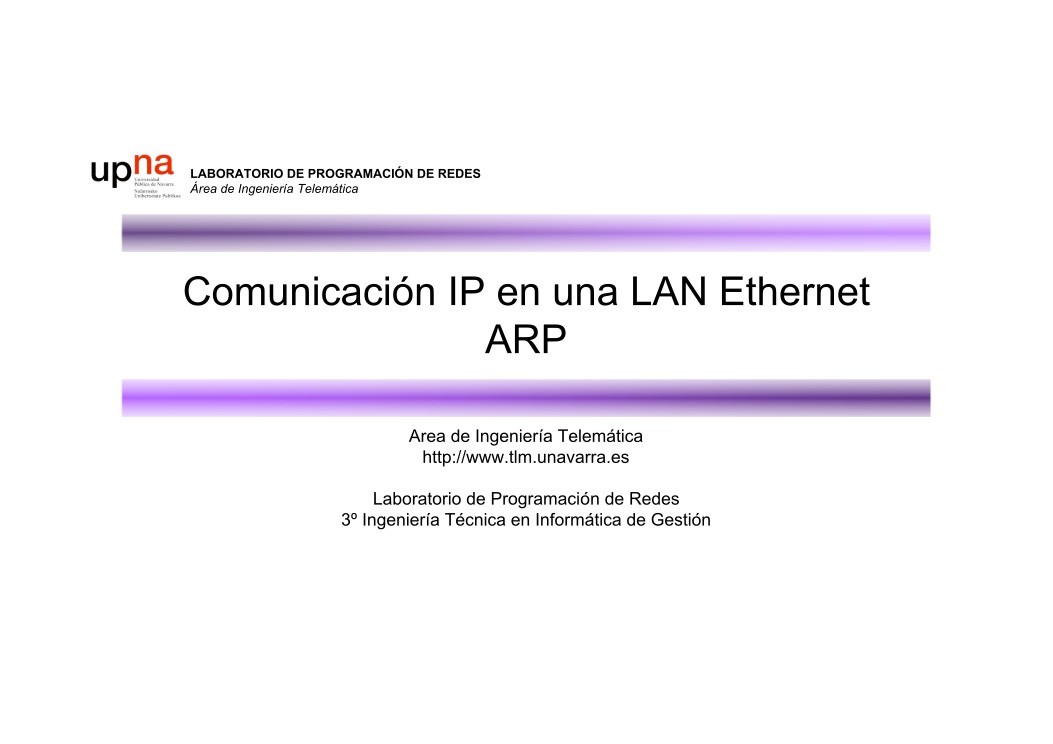 Imágen de pdf Comunicación IP en una LAN Ethernet ARP