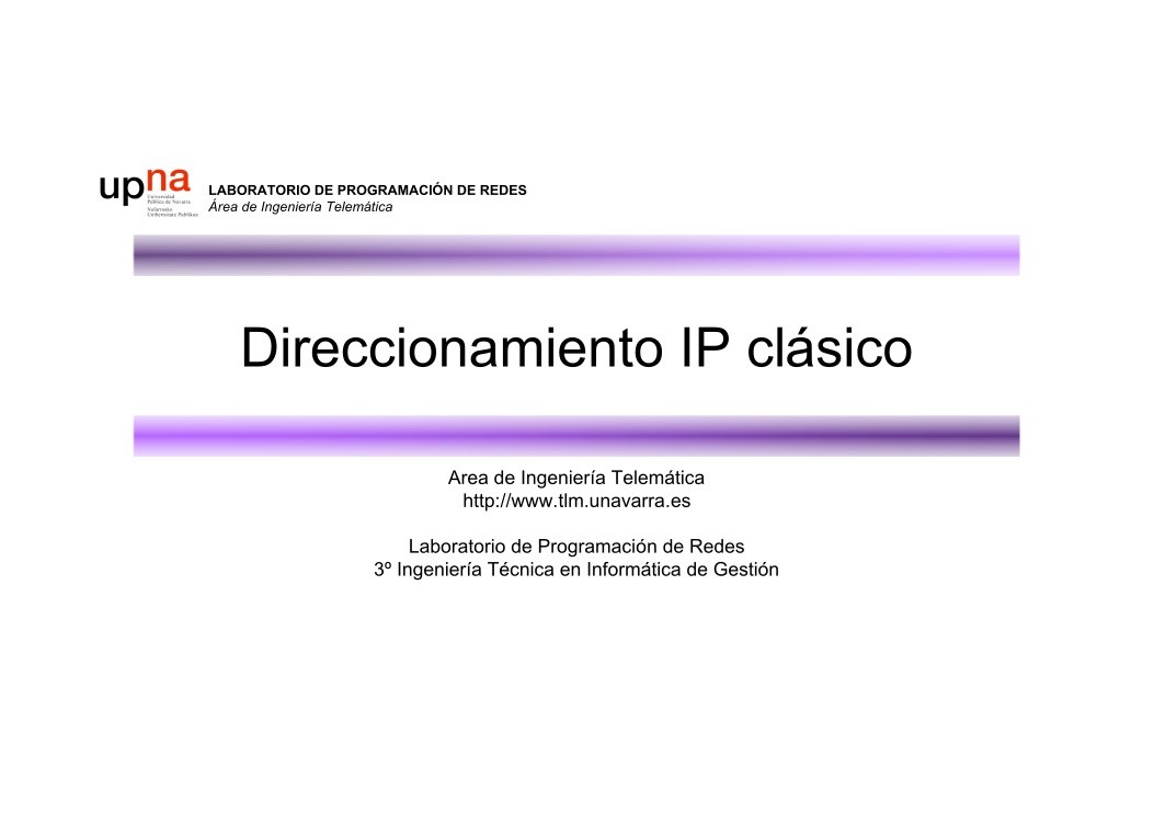 Imágen de pdf Direccionamiento IP clásico