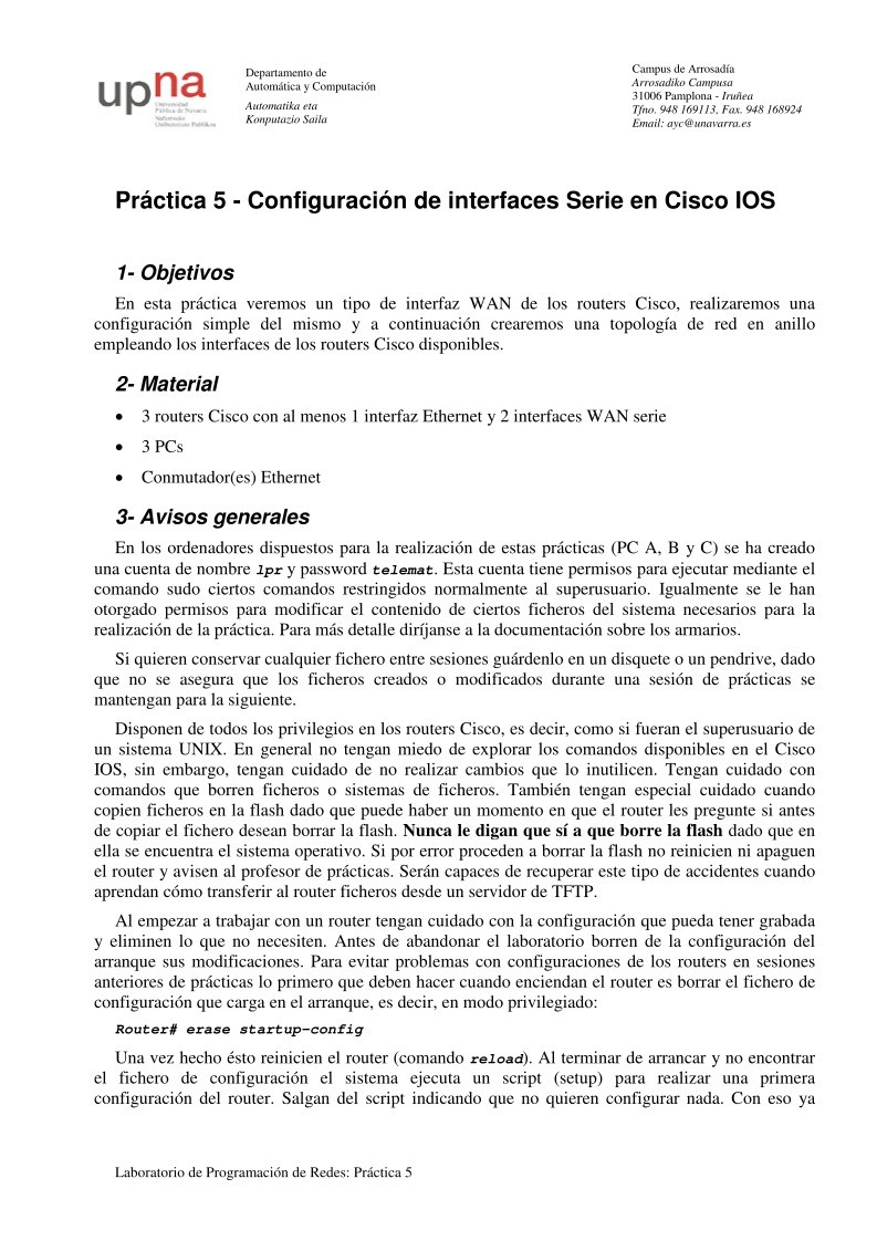 Imágen de pdf Práctica 5 - Configuración de interfaces Serie en Cisco IOS
