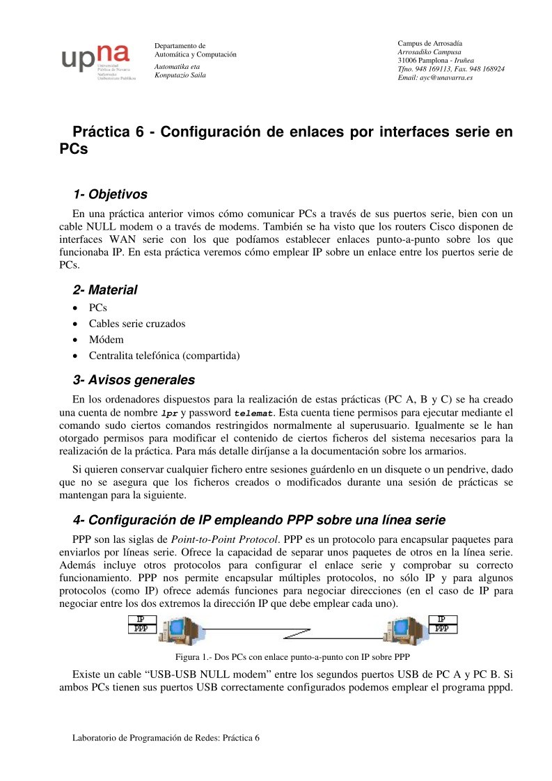 Imágen de pdf Práctica 6 - Configuración de enlaces por interfaces serie en PCs