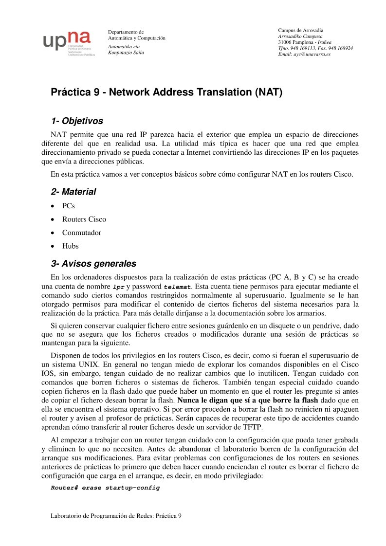 Imágen de pdf Práctica 9 - Network Address Translation (NAT)