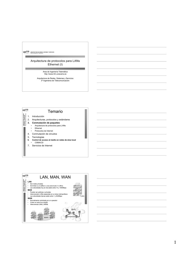 Imágen de pdf Arquitectura de protocolos para LANs Ethernet (I)