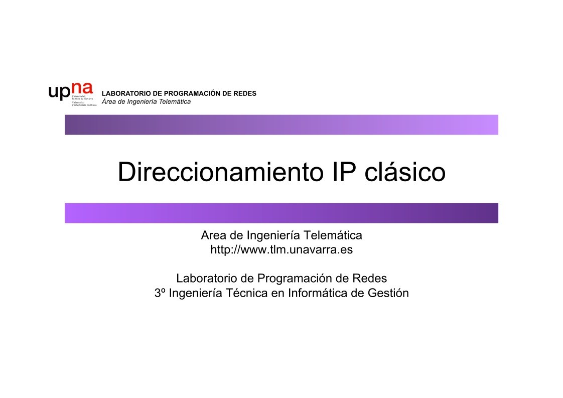 Imágen de pdf Direccionamiento IP clásico