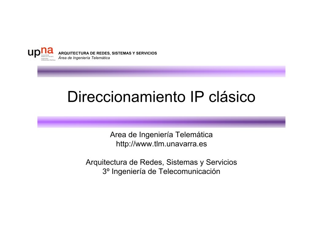 Imágen de pdf Direccionamiento IP clásico