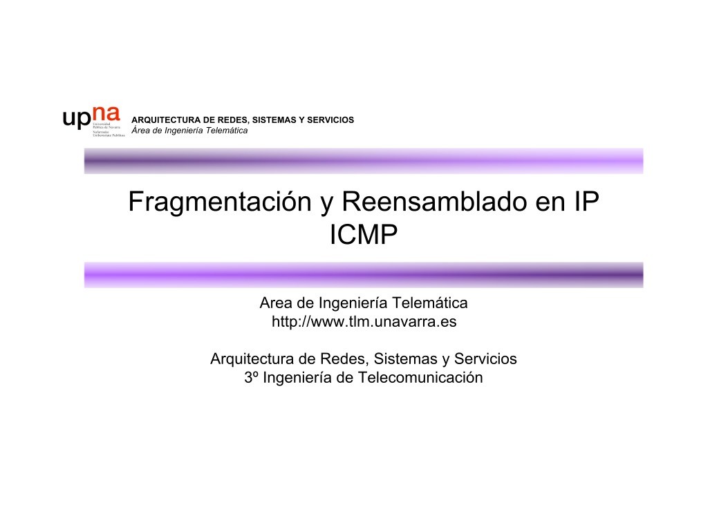 Imágen de pdf Fragmentación y Reensamblado en IP ICMP