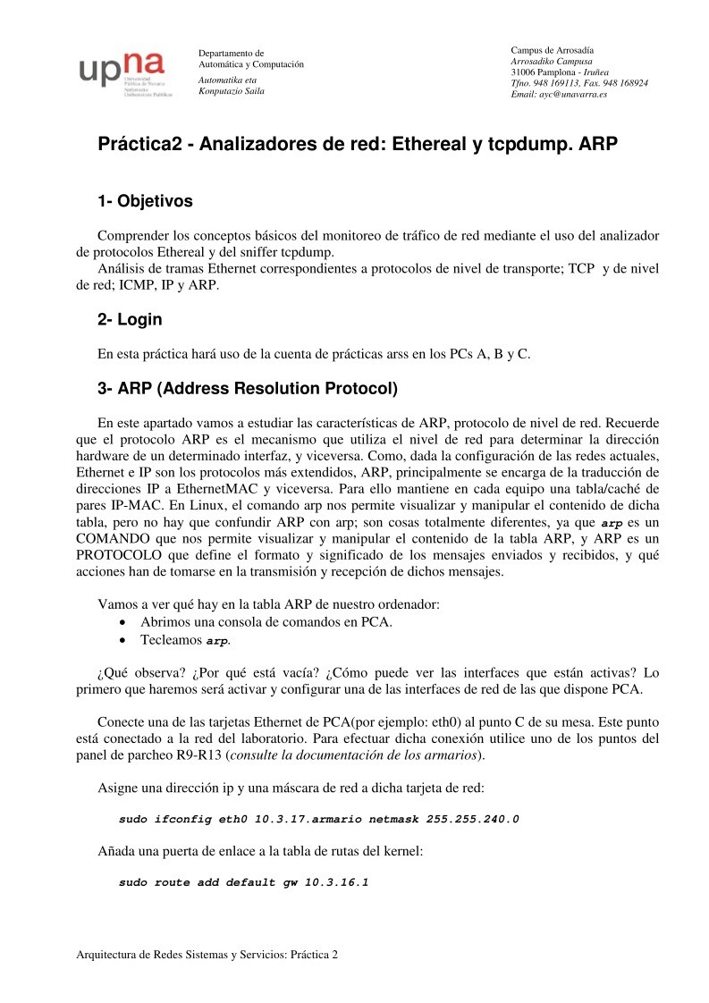 Imágen de pdf Práctica2 - Analizadores de red: Ethereal y tcpdump. ARP