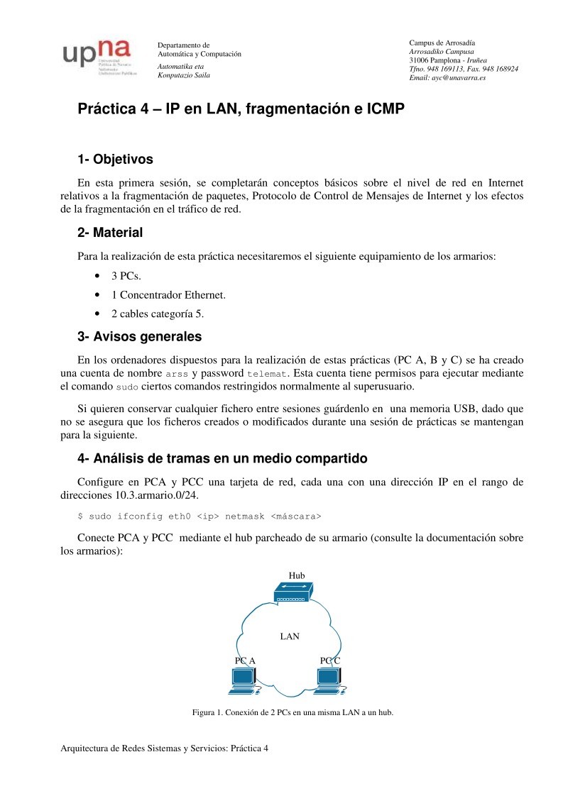 Imágen de pdf Práctica 4 – IP en LAN, fragmentación e ICMP