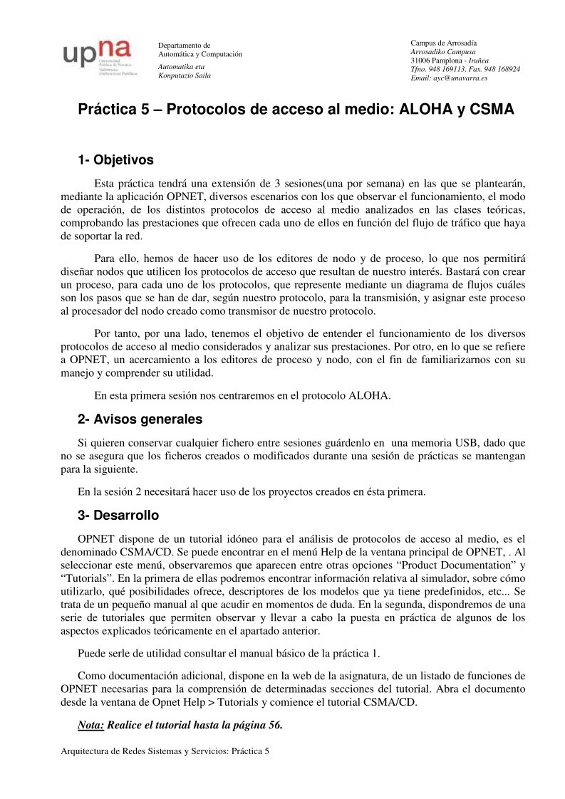 Imágen de pdf Práctica 5 – Protocolos de acceso al medio: ALOHA y CSMA